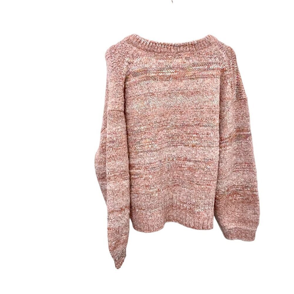 J.Crew Puff-Sleeve V-Neck Sweater Space Dye Rainbow Women’s Size L - Picture 4 of 6